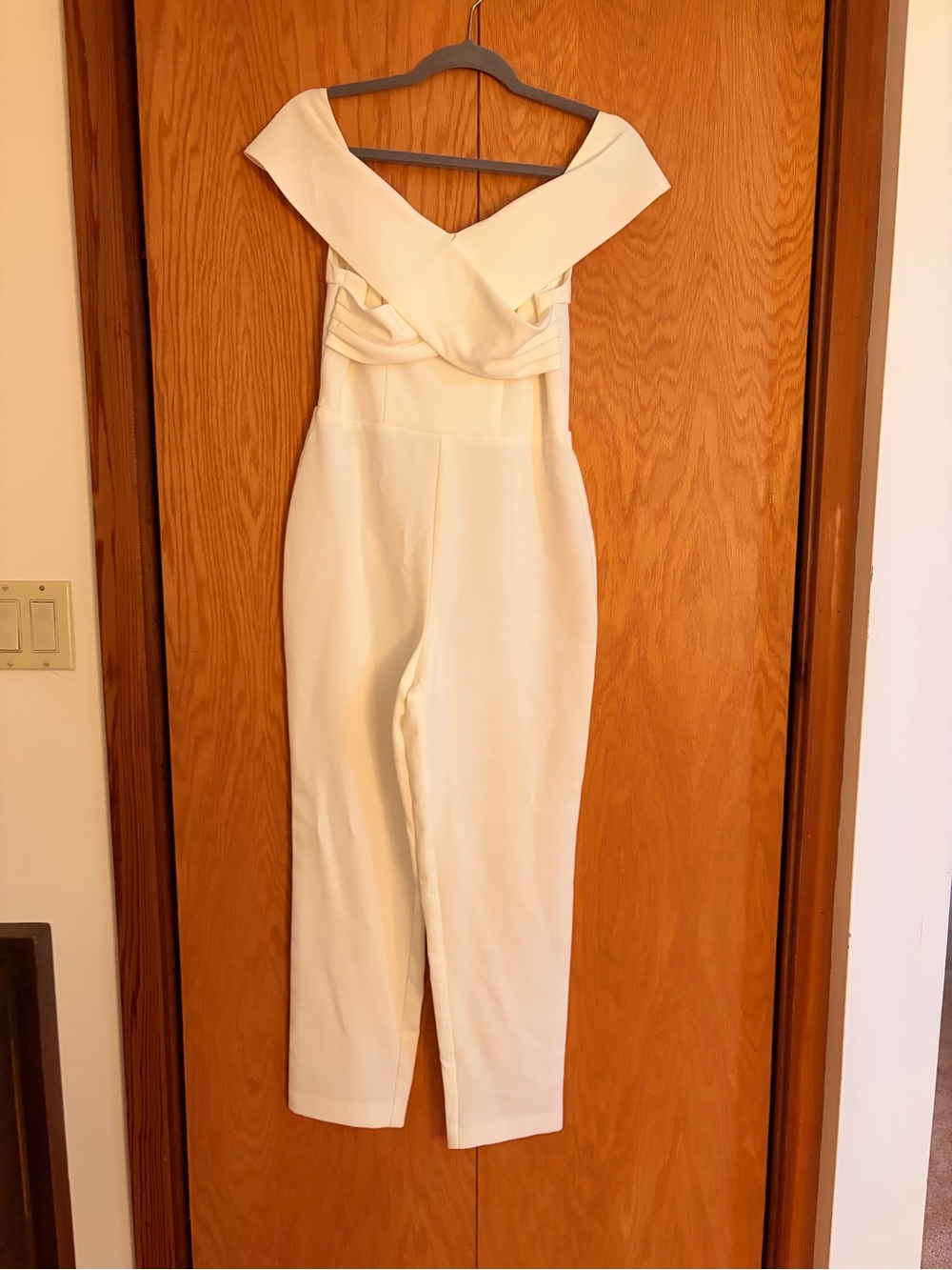 H&M Off-Shoulder Cream Jumpsuit